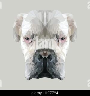 White albino cane boxer bassa poli design. Triangolo illustrazione vettoriale Illustrazione Vettoriale