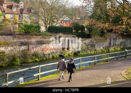 Un paio di passeggiate lungo il fiume Itchen in autunno, Winchester, Hampshire Foto Stock