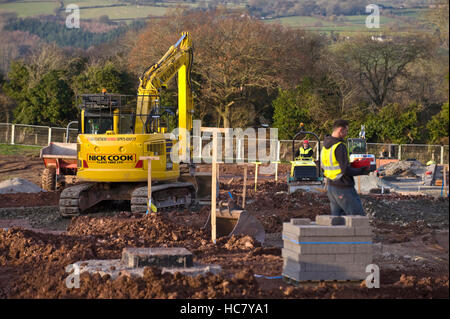 Groundworks in corso per l'quaintly named lettori ritiro un sviluppo di 80 case da case Persimmon a Hay-on-Wye Powys Wales UK Foto Stock