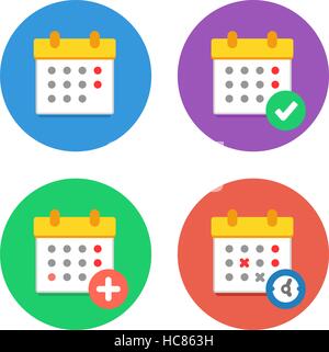 Le icone del calendario piatto Set di vettore Illustrazione Vettoriale