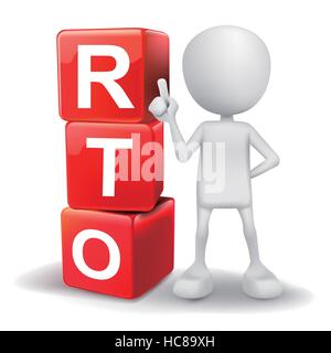 Vettore 3d umani con word RTO obiettivo del tempo di ripristino i cubi su sfondo bianco Illustrazione Vettoriale