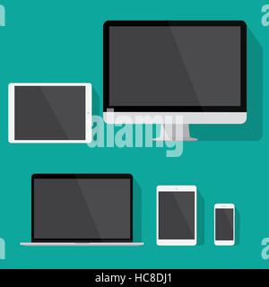 La moderna tecnologia dispositivo design piatto per il disegno vettoriale in stile minimalista Illustrazione Vettoriale