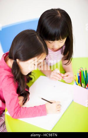Ritratto di due ragazze disegno Foto Stock