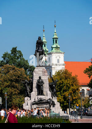 Cracovia è una città polacca pieno di statue da piccole a monumentale Foto Stock