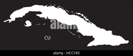 Cuba Mappa black country illustrazione Illustrazione Vettoriale