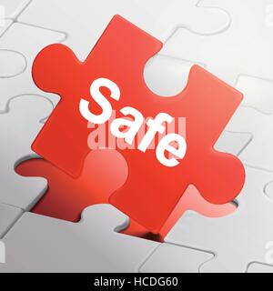 Di sicuro la parola su rosso i pezzi del puzzle sullo sfondo Illustrazione Vettoriale