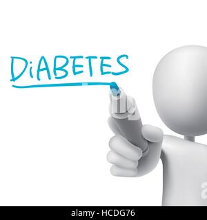 Il diabete parola scritta da 3d uomo su bianco Illustrazione Vettoriale
