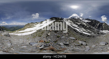 360 x 180 grad-Panorama: Impressionen: Mont Blanc-Massiv, Chamonix Frankreich. Foto Stock