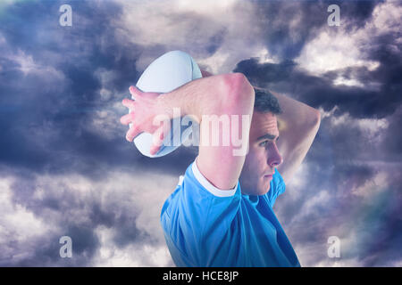 Immagine composita del giocatore di rugby gesti con le mani 3D Foto Stock