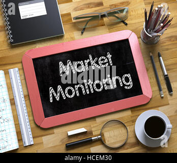 Monitoraggio del mercato concetto sulla lavagna di piccole dimensioni. 3D. Foto Stock