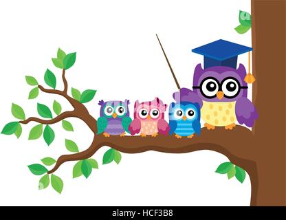 Scuola stilizzata owl tema l'immagine 5 - eps10 illustrazione vettoriale. Illustrazione Vettoriale