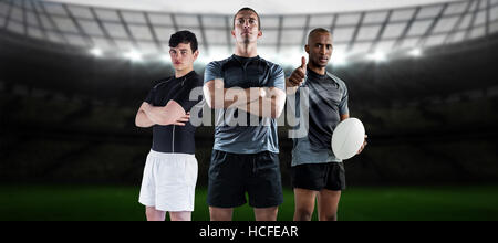 Immagine composita di agguerriti giocatori di rugby Foto Stock