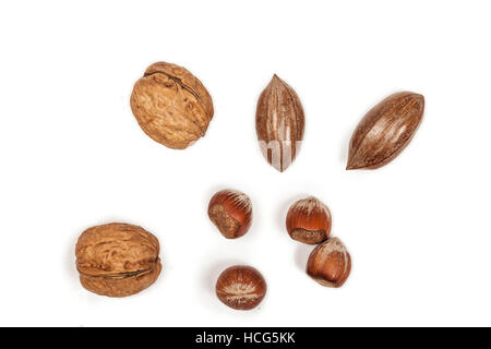 Miscela di dadi con le noci, le nocciole e le noci pecan Foto Stock