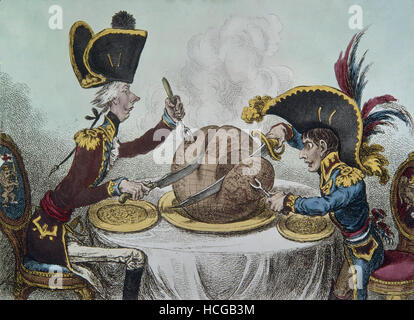 James Gillray - Il Plumb-Pudding in pericolo - o - Stato buongustai tenendo onu Petit Souper - 1805 Foto Stock