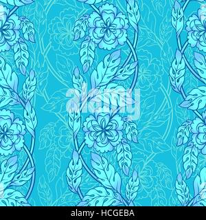 Vettore sfondo senza soluzione di continuità con le frontiere. Ornamento intricata fatta di fiori intrecciati Illustrazione Vettoriale