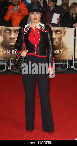 Novembre 28, 2016 - Salma Hayek frequentando 'Io sono la vite' Premiere mondiale di Odeon Leicester Square a Londra, Inghilterra, Regno Unito Foto Stock