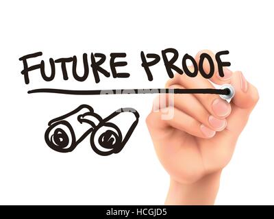 A prova di futuro parole scritte da 3d lato su sfondo bianco Illustrazione Vettoriale