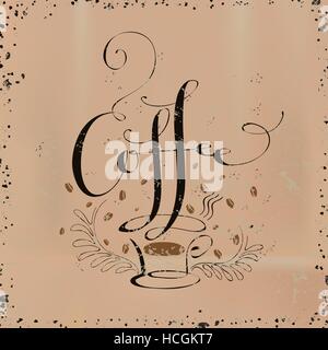 Caffè creativo calligraphy design in stile retrò Illustrazione Vettoriale