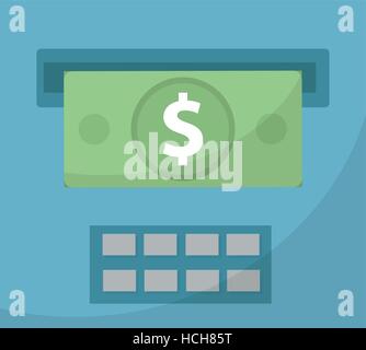 ATM fornisce denaro icona, il riaccredito della vincita sul conto design piatto, isolati su sfondo bianco. Illustrazione Vettoriale, clip art Illustrazione Vettoriale