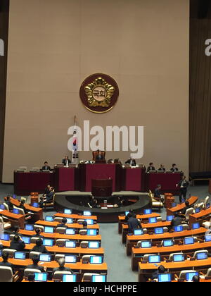 Seoul, Corea del Sud. Il 9 dicembre, 2016. Corea del Sud europeo inaugura la votazione sulle elezioni presidenziali impeachment a Seul nel Dicembre 9, 2016. © Kim Ho Min/Xinhua/Alamy Live News Foto Stock