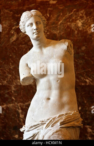 L'Aphrodite di Milos ("Venere di Milo'), al museo del Louvre di Parigi, Francia. Foto Stock