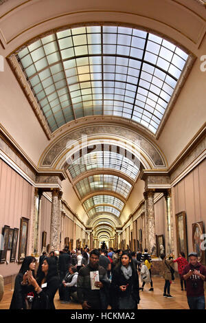 La Grande Galerie, al museo del Louvre di Parigi, Francia. Foto Stock