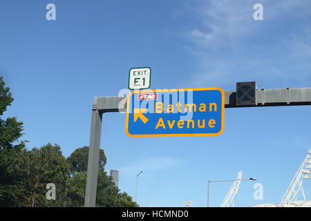Batman Avenue road firmare le schede in autostrada di Melbourne Victoria Australia Foto Stock