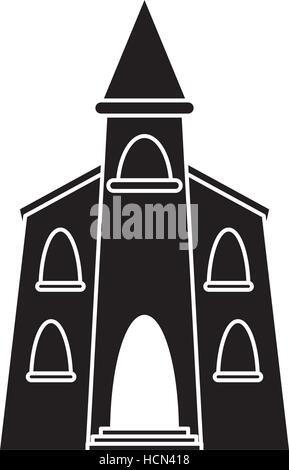 Chiesa edificio religioso cristiano pittogramma Illustrazione Vettoriale