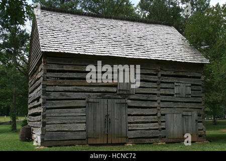 Il vecchio granaio di Ezechia Alexander Homestead in Charlotte, NC Foto Stock