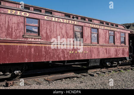 Rio Grande del Sud auto aziendali Rico, Colorado Railroad Museum, Golden, Colorado. Foto Stock