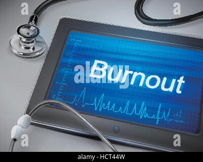 Burnout parola display sul tablet sopra il tavolo Illustrazione Vettoriale