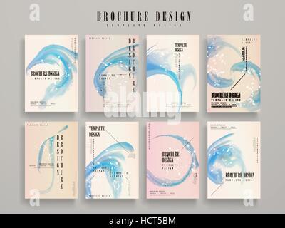 Abstract modello brochure design set con flusso sfocata elementi liquidi Illustrazione Vettoriale