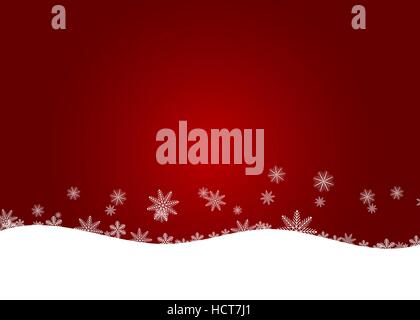 Rosso sfondo di Natale con fiocchi di neve di carta eps10 Illustrazione Vettoriale