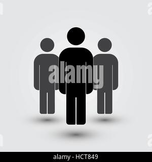 Illustrazione della folla di persone - icona vettore sagome Illustrazione Vettoriale