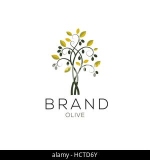 Olive tree logo vettoriale. Albero di olivo icona Illustrazione Vettoriale