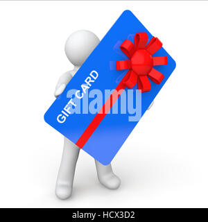 3d uomo tenendo la carta regalo Foto Stock