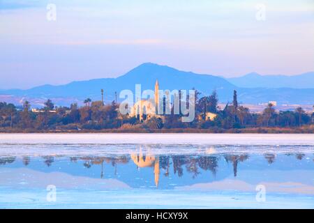 Hala Sultan Tekke, Larnaka, Cipro, Mediterraneo orientale Mare Foto Stock