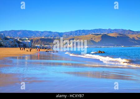 Playa de las canteras Beach, Santa Catalina distretto, Las Palmas de Gran Canaria Gran Canaria Isole Canarie Spagna, Atlantico Foto Stock