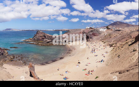 Playa Papagayo beach, vicino a Playa Blanca, Lanzarote, Isole Canarie, Spagna, Atlantico Foto Stock