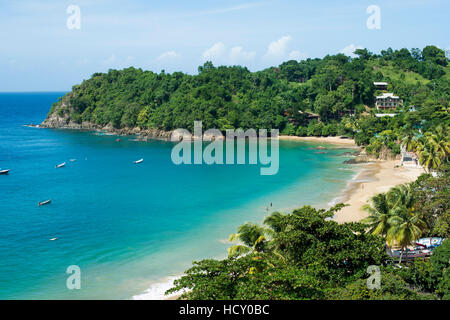 La spiaggia di Castara Bay di Tobago Trinidad e Tobago, West Indies, dei Caraibi Foto Stock