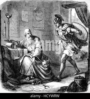 Archimede di Siracusa, 287 BC - 212 BC, il Greco antico matematico, fisico, ingegnere, inventore ed astronomo, ucciso da un soldato romano, la storia di Roma antica, l'impero romano, Italia Foto Stock