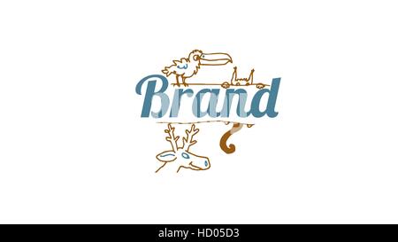 Uccello, cat e vettore di cervi logo del modello di progettazione Illustrazione Vettoriale