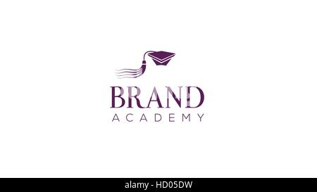 L'istruzione degli alumni del vettore di cappuccio logo design modello. Graduazione hat illustrazione vettoriale Illustrazione Vettoriale