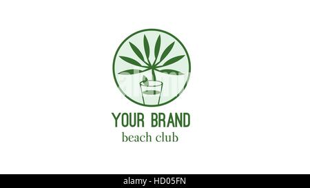 Beach club logo vettoriale del modello di progettazione Illustrazione Vettoriale