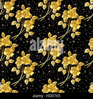 Sfondo Seamles, Golden Rose Illustrazione Vettoriale