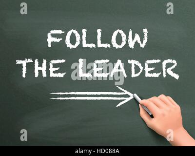 Seguire il leader scritto a mano sulla lavagna Illustrazione Vettoriale
