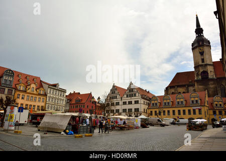 Vista di Markt square a Naumburg Foto Stock