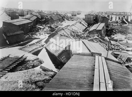 Distruzione di uragano, Galveston, Texas, Stati Uniti d'America, Bain News Service, Settembre 1900 Foto Stock