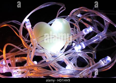 Cuore in Fairy nido di luce Foto Stock