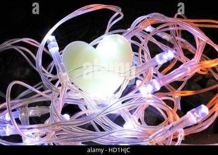 Cuore in Fairy nido di luce Foto Stock